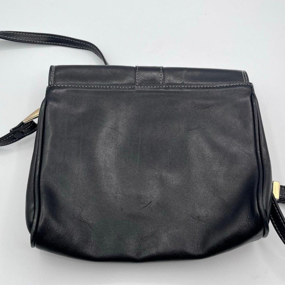 Vintage Lord & Taylor Made in Italy Black Genuine Leather Crossbody Shoulder Bag - Picture 5 of 7
